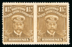 Stamp of Rhodesia 1913-19 Admiral 1 1/2d bistre-brown imperf. between horiz. mint pair