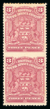 Stamp of Rhodesia 1898-1908 Arms 3d claret imperf. between vert. mint pair