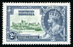 Stamp of Northern Rhodesia 1935 Silver Jubilee pair of varieties incl. 2d mint n.h. with dot to left of chapel and 1d mint with dot by flagstaff