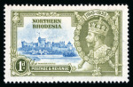 Stamp of Northern Rhodesia 1935 Silver Jubilee pair of varieties incl. 2d mint n.h. with dot to left of chapel and 1d mint with dot by flagstaff