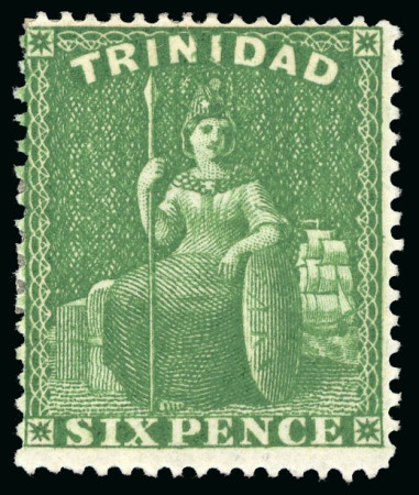 Stamp of Trinidad and Tobago » Trinidad 1860 clean cut perf.14-16 1/2 group incl. two mint 6d deep green