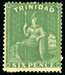 Stamp of Trinidad and Tobago » Trinidad 1860 clean cut perf.14-16 1/2 group incl. two mint 6d deep green