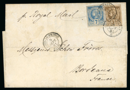 Stamp of Haiti 1881 (Sep 26) wrapper to France with 1881 7c and 3c tied by Port -au-Prince double circle