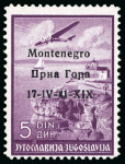 Stamp of Italy » Italian Occupations WWII » Montenegro 1941 Airmail 5d lilac perf.12 3/4 x 12 1/2, mint n.h., very fine