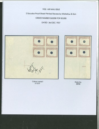 Stamp of Portuguese Colonies » Mozambique 1935 Airmail issue group of imperf. proofs by Waterlow