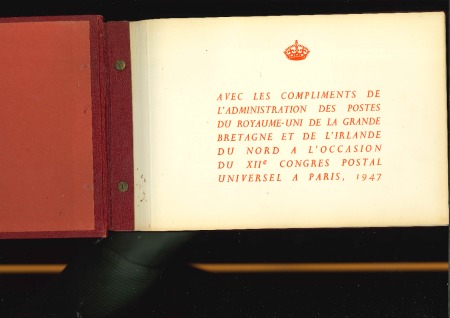 Stamp of Great Britain » King George VI 1947 "CONGRES POSTAL UNIVERSEL À PARIS 1947/ TIMBRES-POSTE BRITANNIQUES", A red leatherette and gold tooled album
