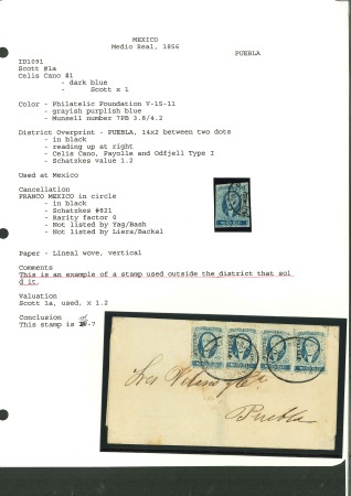 Stamp of Mexico » 1856-61 "Hidalgo" Issues 1856 Puebla ½ Real Blue group