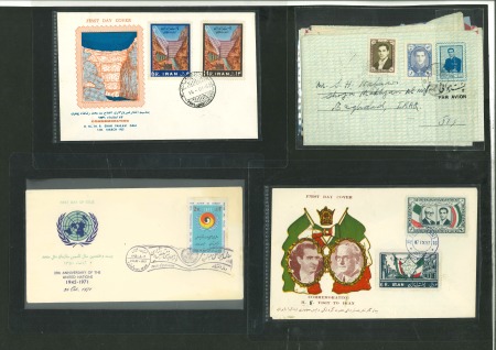 Stamp of Persia » Collections, Lots etc. 1950-73, group of covers and FDCs, some definitive issues on covers, some commercial usages, plus 1939 5d and 10d in complete mint sheets