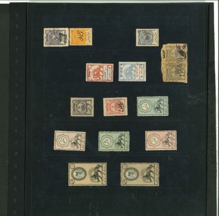 Stamp of Persia » Collections, Lots etc. 1882-1970s, collection in an album incl. revenue and official documents, revenues, seals, labels, etc.