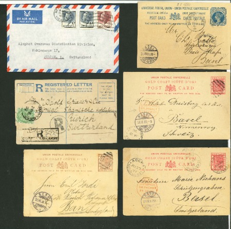 Stamp of Large Lots and Collections 1886-1960 Group of 42 covers addressed to Switzerland,