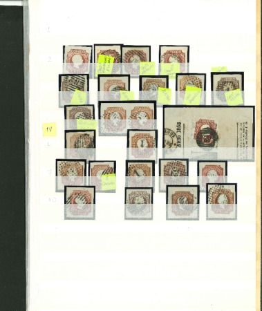 Stamp of Portugal 1856-58 Pedro V (curly hair) selection on 4 stockpages