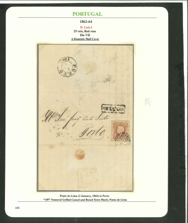 Stamp of Portugal 1862-64 Luis I 25r types V to VII group of 6 covers
