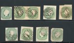Stamp of Portugal 1862-64 Luis I 50r group incl. one mint part o.g., used with six singles and a pair