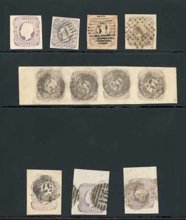 Stamp of Portugal 1862-64 Luis I 100R group incl. one unused and used with six singles and a strip of four,