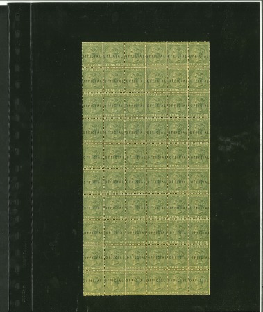 Stamp of Jamaica Officials: 1890-91 1/2d green in complete mint pane of 60