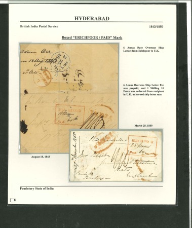 Stamp of India » Postal History in Hyderabad 1843 (Aug 18) /1850 (Mar 28) – Two letters sent from
