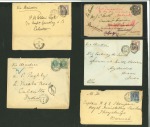 Stamp of Great Britain » 1854-1900 Postal History of the Perforated Line Engraved and Surface Printed Issues 1887-1901, group of four covers and a front with 1887-1900 Jubilee issue frankings to India and one to Burma
