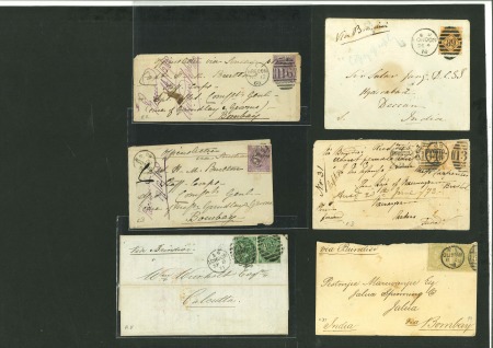 Stamp of Great Britain » 1854-1900 Postal History of the Perforated Line Engraved and Surface Printed Issues 1868-78, group of 9 covers to India
