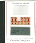 Stamp of Jamaica 1915-16 "War Stamp League" Red Cross labels, collection mounted on two pages incl. complete booklet with the "Half-penny" surcharge