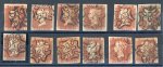 Stamp of Great Britain » 1841 1d Red 1841 1d red, twelve examples with the set of London numbers in Maltese Cross from numbers 1-12