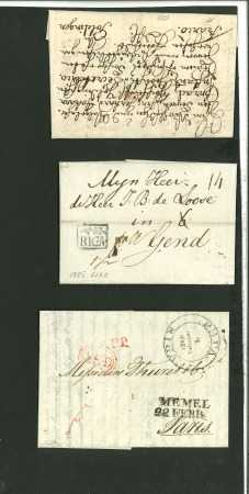 Stamp of Latvia 1728-1829, group of three entires incl. 1728 Church entire prepaid from Dobele to Goldingen