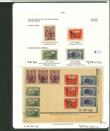Stamp of Turkey 1921-22 group with "SPECIMEN" handstamps incl. 1921