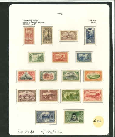 Stamp of Turkey 1914 Pictorials set of 17 with "SPECIMEN" perfins