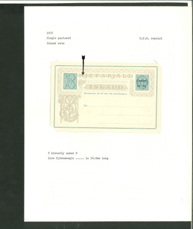 Stamp of Iceland Postal Stationery: 1902 "1 GILDI" surcharge UPU reprints group