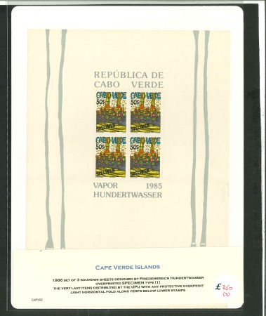Stamp of Portuguese Colonies » Cape Verde 1986 set of 3 souvenir sheets with "SPECIMEN" overprints