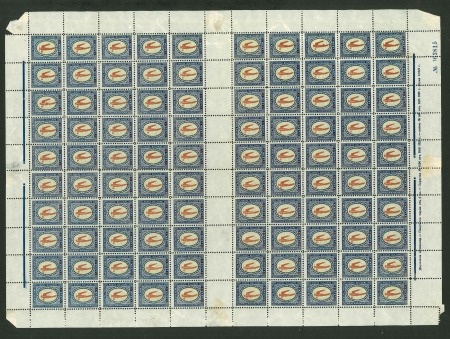 Stamp of Bulgaria Bulgaria: 1927-1928, UNISSUED airmail overprints in cpl. sheets