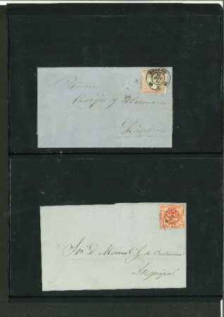 Stamp of Large Lots and Collections Peru: 1859-1871, Three classic covers showing different