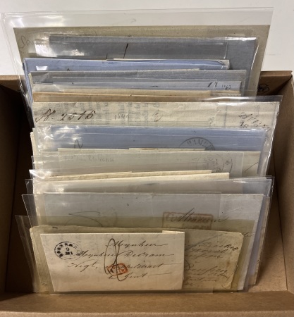 Stamp of Large Lots and Collections All World: 1817-1863, Small box with over 50 prephilatelic