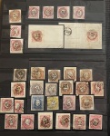 Stamp of Large Lots and Collections Portugal: 1853-1884, stockbook with "52" numeral cancellations of Oporto on mostly King Pedro V and King Luiz imperf issues