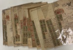 Stamp of Large Lots and Collections Siam (Thailand): 1907ca., Lot of more than 115 fiscal documents each franked with a large number of revenue stamps