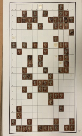 Stamp of Great Britain » Collections Great Britain: 1841 1d red collection of 8 partial plate reconstructions from alphabet I (S.G. 8-11) and one from alphabet II