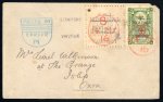 Stamp of Long Island 1916 Turkish Fiscal 1/d on 20pa on cover to England (S.G. £10'000 for used single).