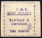 Stamp of Long Island 1916 2d on thin wove paper, initialled in pencil, unused without gum as issued, showing variety "G.R.I" shifted to right