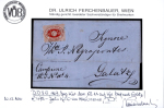 Stamp of Romania » Austrian Levant Post Offices » D.D.S.G. Post Offices 1866 17(kr) red, perf. 12, neatly tied by  MAGURELE