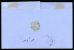 Stamp of Egypt » 1867-69 Penasson » Issued Stamps 5pa Orange-yellow, two singles and 10pa Pale lilac, three singles, one showing extra Arabic letter, all neatly tied on 1871 folded entire from Alessandria