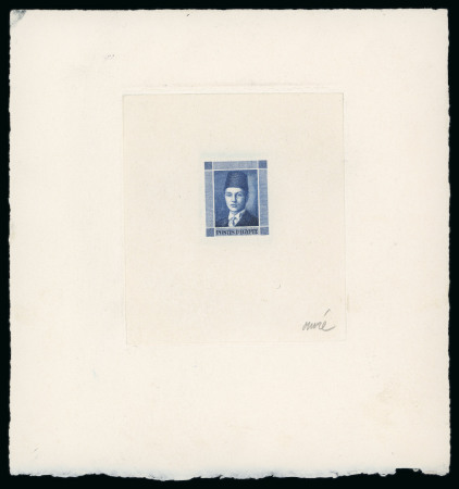 Stamp of Egypt » 1936-1952 King Farouk Definitives  » Essays 1936 Essay by Achille Ouvré, Paris: Sunken die proof of an essay in deep blue