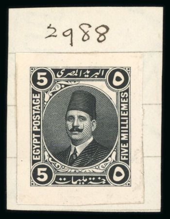 Stamp of Egypt » 1922-1936 King Fouad I Definitives » Essays 1922 Essays of Harrison & Sons: 5m black, die proof