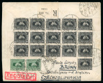 Stamp of Egypt » 1922-1936 King Fouad I Definitives » Issued Stamps 1927-37 King Fouad 2nd Portrait Issue: 2m Pale black (16) and 4m pale yellow green, pair, on cover from Cairo to Czechoslovakia