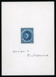 Stamp of Egypt » 1922-1936 King Fouad I Definitives » Essays 1922 Essays of Harrison & Sons: 5m blue, essay affixed on card with manuscript 'Design C Photogravure'