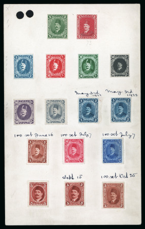 Stamp of Egypt » 1922-1936 King Fouad I Definitives » Essays 1922 Essays of Harrison & Sons: Presentation sheet showing 16 different essays