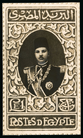 Stamp of Egypt » 1936-1952 King Farouk Definitives  » Essays 1936 Essays for the Young Farouk Portrait: Large photographic essay (100 x 170mm), very similar to the issued design of the £E1 valu