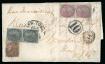 Stamp of India » Used Abroad 1859 (Dec 6) entire from Bangkok to the USA, with Indian franking forwarded from Singapore