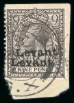 Stamp of British Levant  » Field Post Office in Salonica 1916 Salonica "Levant" overprint on 9d agate with double overprint variety