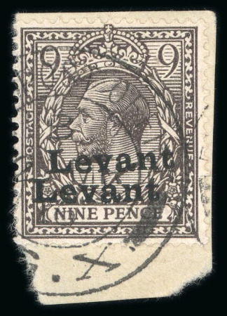 Stamp of British Levant  » Field Post Office in Salonica 1916 Salonica "Levant" overprint on 9d agate with double overprint variety