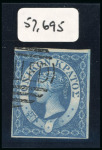 Stamp of Ionian Islands 1859 1d blue with Perkins Bacon "CANCELLED" in oval handstamp
