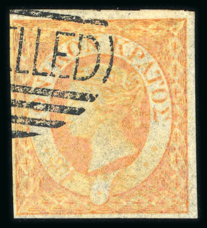 Stamp of Ionian Islands 1859 1/2d orange with Perkins Bacon "CANCELLED" in oval handstamp